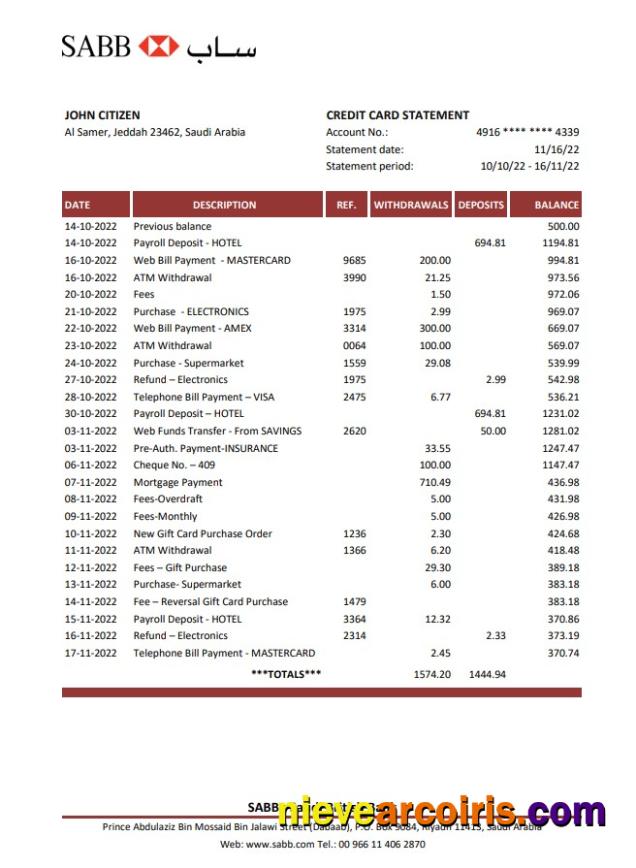 Saudi Arabia SABB bank statement xls